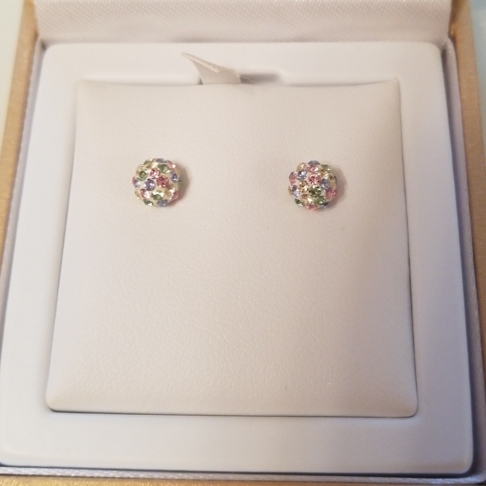 Nwt Swarvoski Crystallized Element 14k Gold Earring - Picture 1 of 5